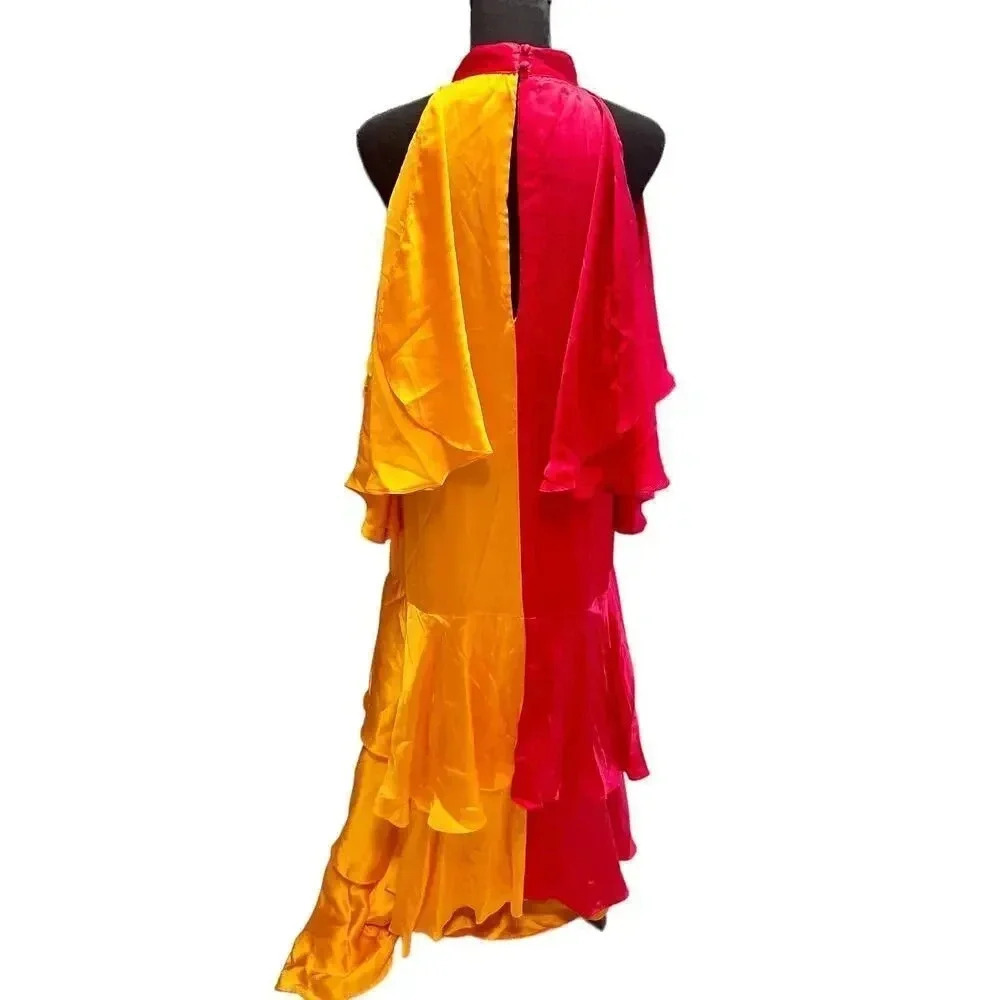 NEW- NWT Anthropologie Shruti Sancheti Colorblock Ruffle Maxi Dress | Size S - Picture 8 of 11